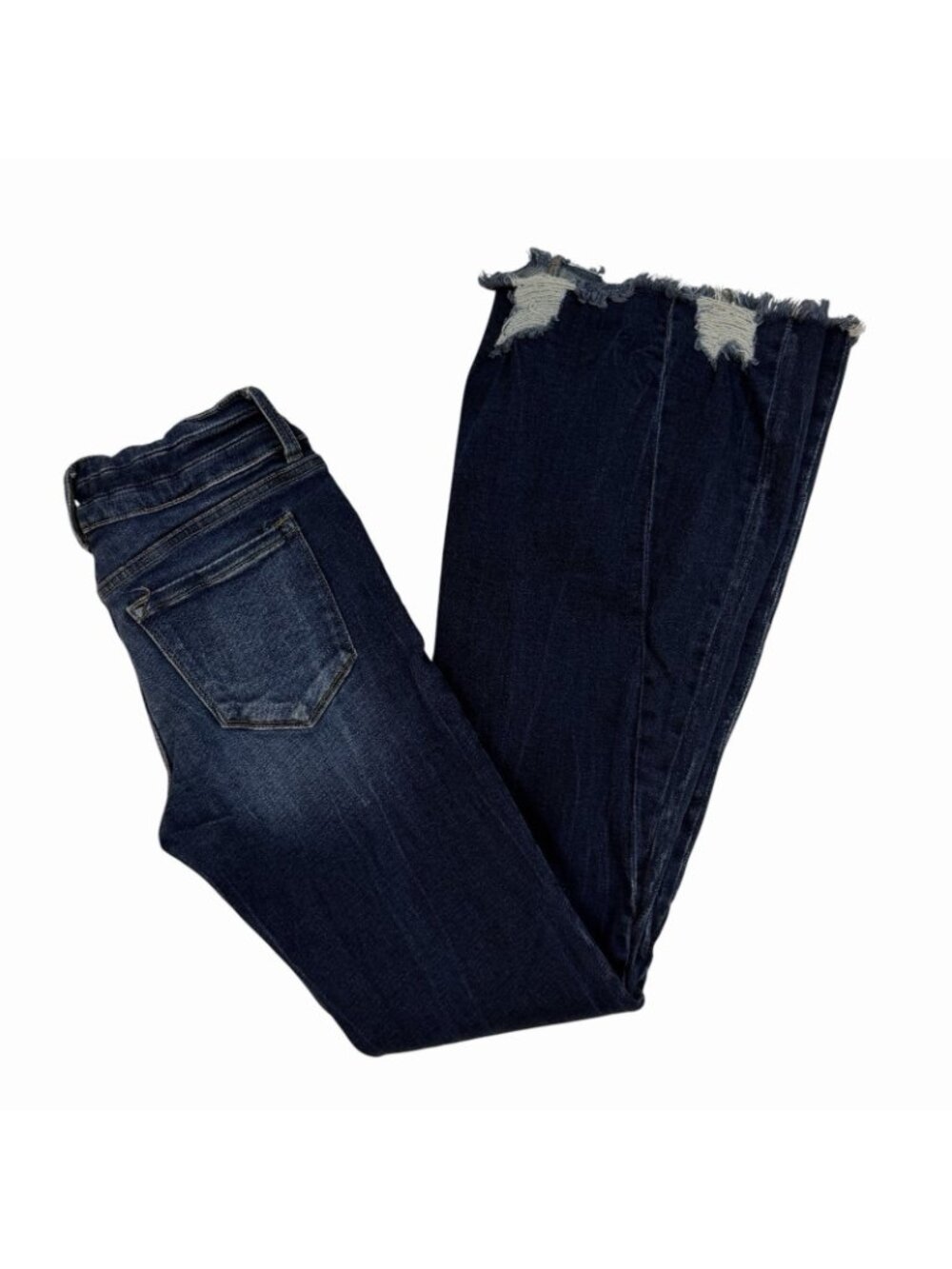 Kancan Signature Mid Rise Super Flare Jeans Size 26 Distressed Raw Hems VBK2079L - Picture 12 of 13